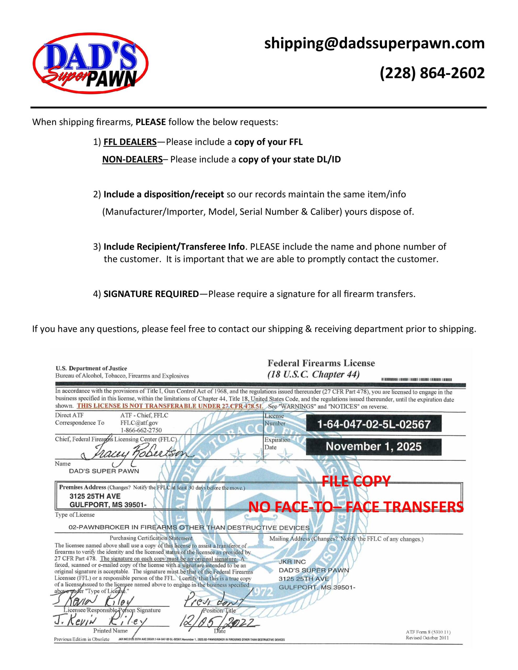 FFL Transfer Only